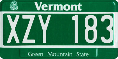 VT license plate XZY183