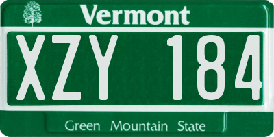 VT license plate XZY184