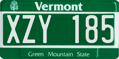 VT license plate XZY185
