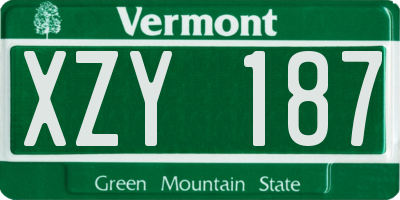VT license plate XZY187