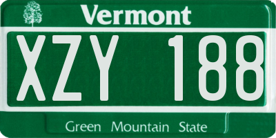 VT license plate XZY188