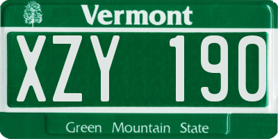 VT license plate XZY190