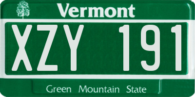 VT license plate XZY191