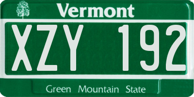 VT license plate XZY192