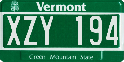 VT license plate XZY194