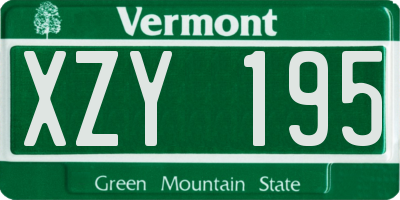 VT license plate XZY195