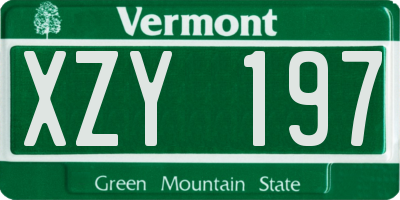 VT license plate XZY197