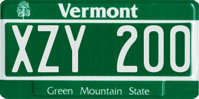VT license plate XZY200