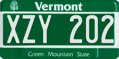 VT license plate XZY202