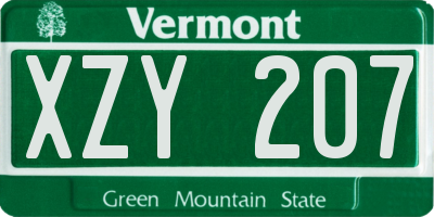 VT license plate XZY207