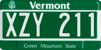 VT license plate XZY211