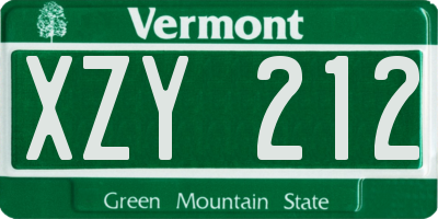 VT license plate XZY212