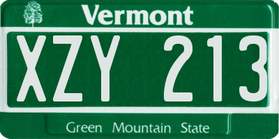 VT license plate XZY213