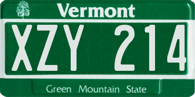 VT license plate XZY214