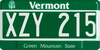VT license plate XZY215