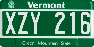 VT license plate XZY216