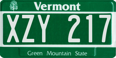 VT license plate XZY217