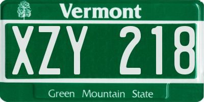 VT license plate XZY218