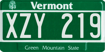 VT license plate XZY219