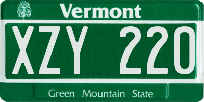 VT license plate XZY220