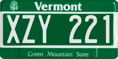 VT license plate XZY221