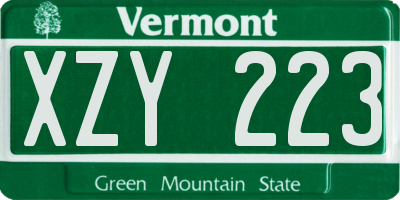 VT license plate XZY223