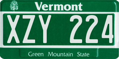 VT license plate XZY224