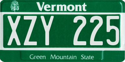 VT license plate XZY225
