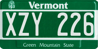 VT license plate XZY226