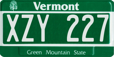 VT license plate XZY227