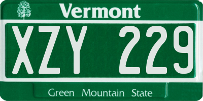 VT license plate XZY229