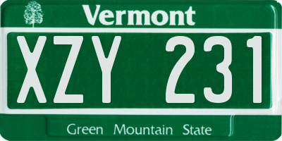 VT license plate XZY231