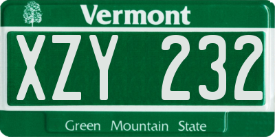VT license plate XZY232