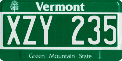 VT license plate XZY235
