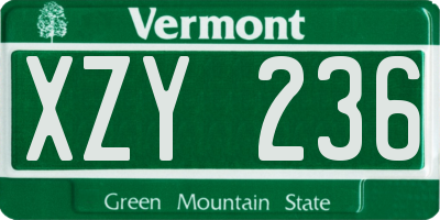 VT license plate XZY236