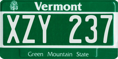 VT license plate XZY237