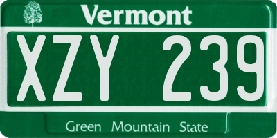 VT license plate XZY239