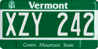 VT license plate XZY242