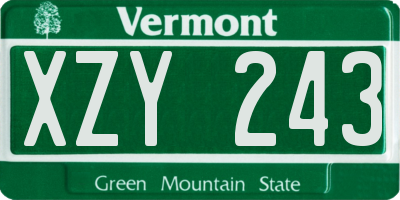 VT license plate XZY243