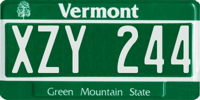 VT license plate XZY244