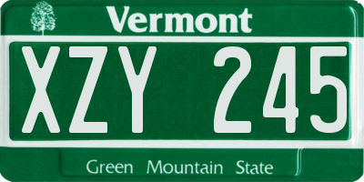 VT license plate XZY245