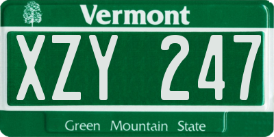 VT license plate XZY247
