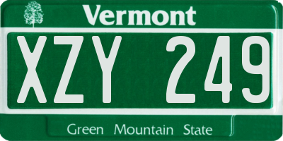 VT license plate XZY249