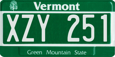 VT license plate XZY251