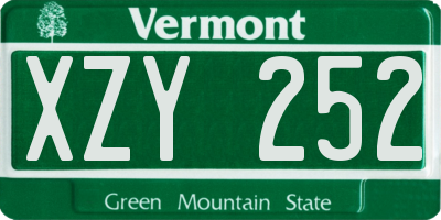 VT license plate XZY252