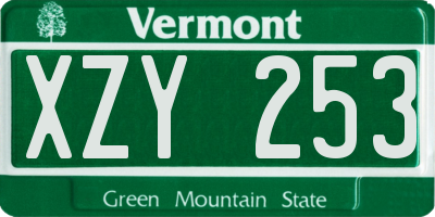 VT license plate XZY253