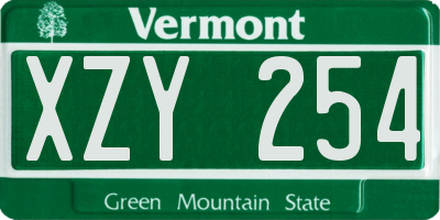 VT license plate XZY254