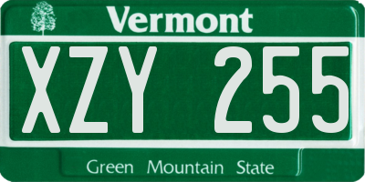 VT license plate XZY255