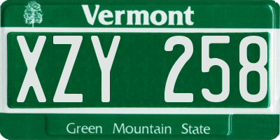 VT license plate XZY258