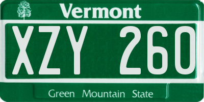 VT license plate XZY260